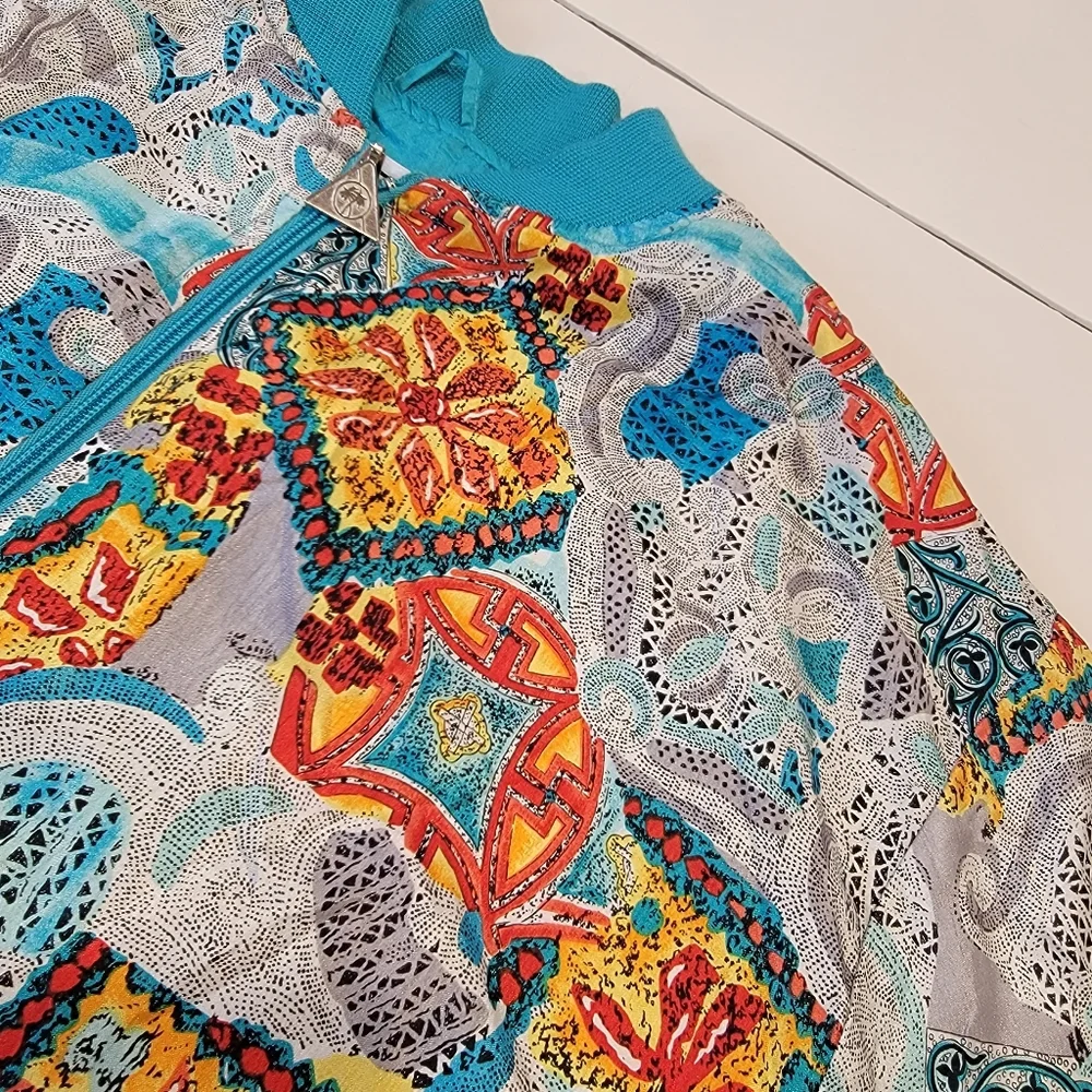 Vintage Casual Isle Dolman Sleeve Full Zip Printed Jacket 90s Y2K Size Medium